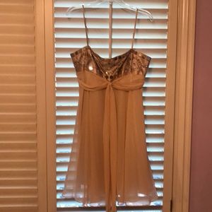 Beaded skinny strap chiffon dress